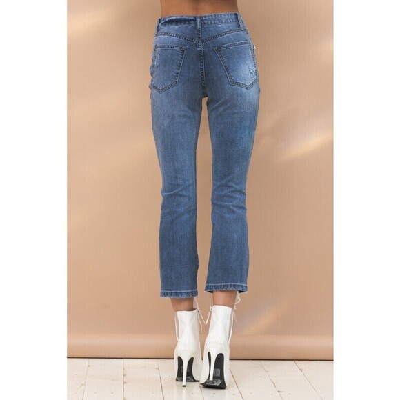 22300P D Blue B Cut Out Denim Jeans Various Sizes - Picture 4 of 4